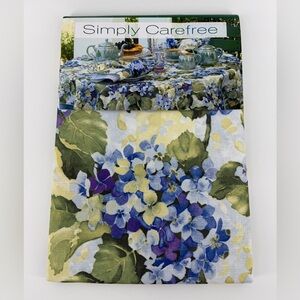 NEW Vintage Bardwil Linens Martha's Vineyard Hydrangea Tablecloth, 52"x70"